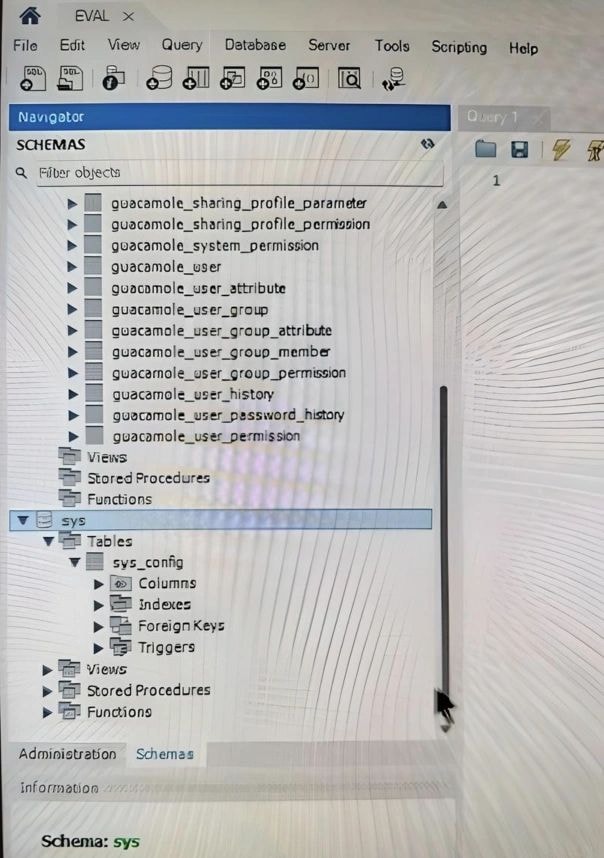 Apache Guacamole MySQL database architecture diagram